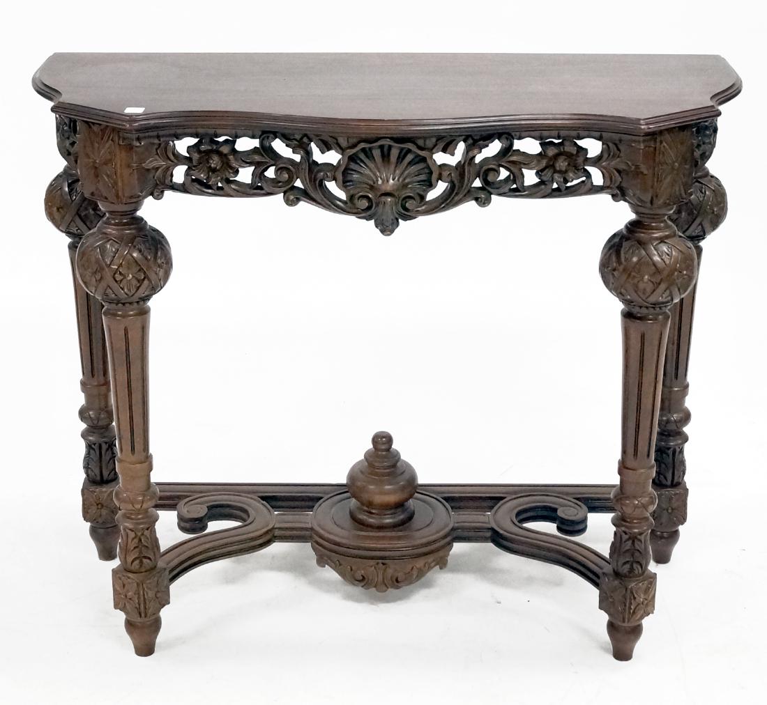 RENAISSANCE REVIVAL STYLE CARVED MAHOGANY CONSOLE (1 of 1)