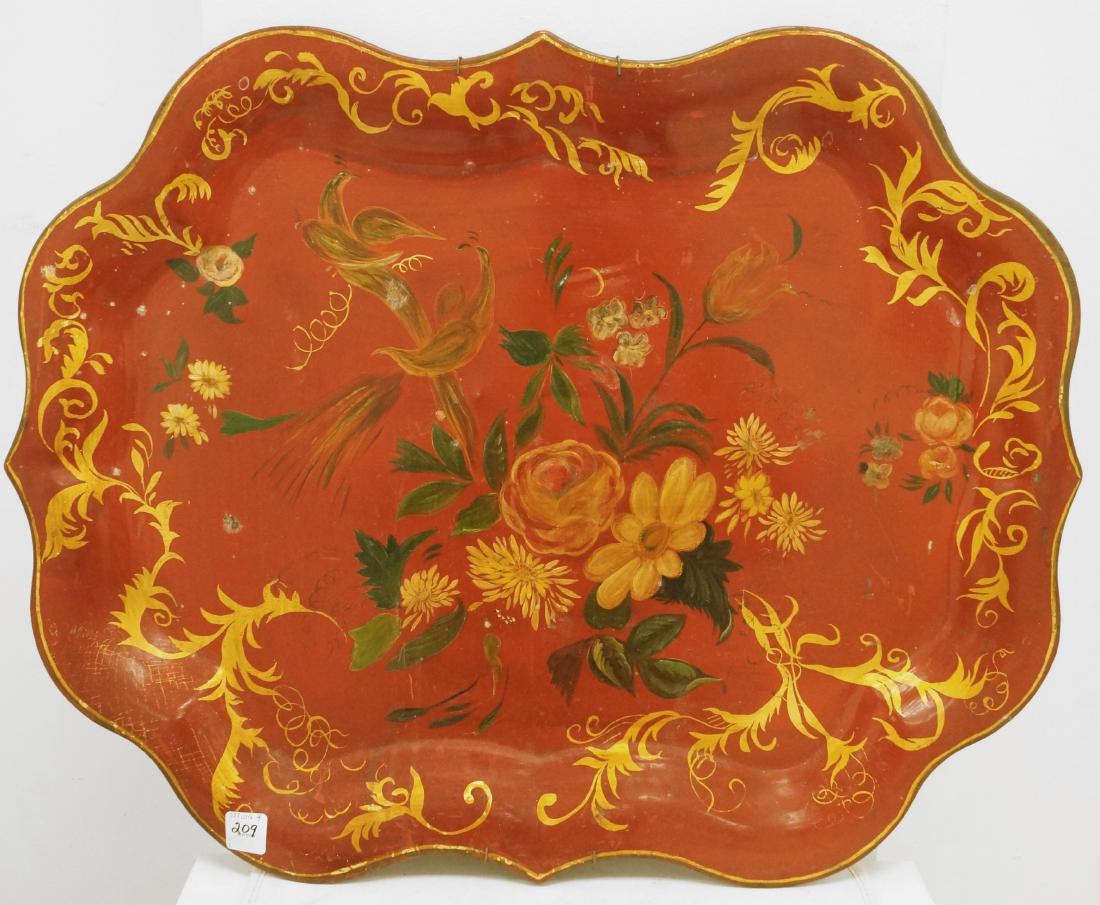 TOLE WARE HAND PAINTED TRAY, 19/20TH CENTURY. 20 X 25" (1 of 1)