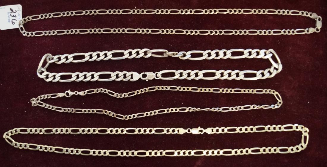 LOT (4) ASSORTED STERLING CHAIN NECKLACES. TWT 3.90 OZT (1 of 1)