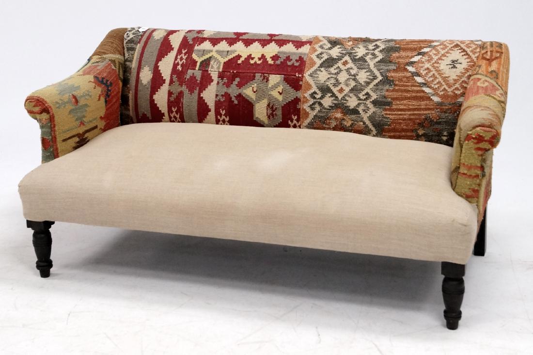 GEORGE SMITH STYLE KILIM UPHOLSTERED SOFA. HEIGHT 28"; (1 of 1)