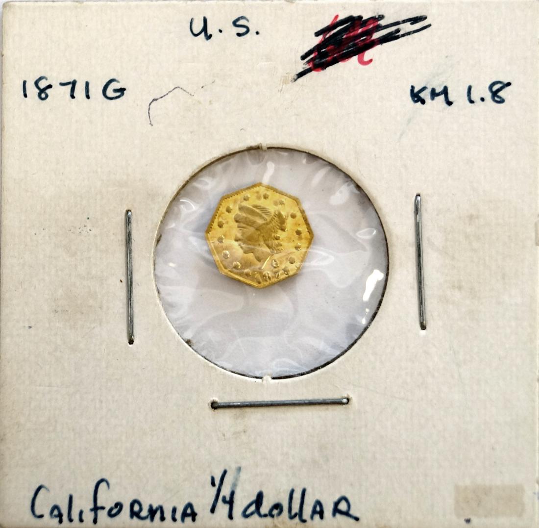 1871-G CALIFORNIA FRACTIONAL GOLD 1/4 DOLLAR OCTAGONAL (1 of 1)