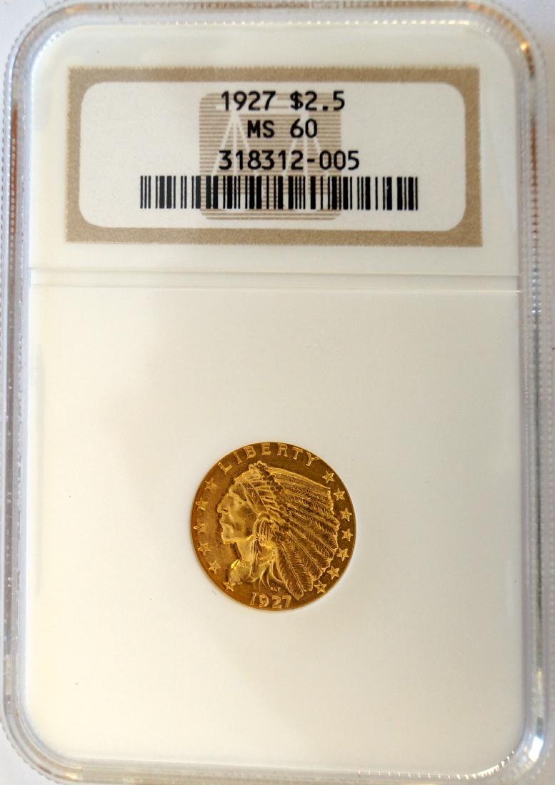 1927 INDIAN HEAD $2.50 GOLD COIN (NGC MS-60) (1 of 1)