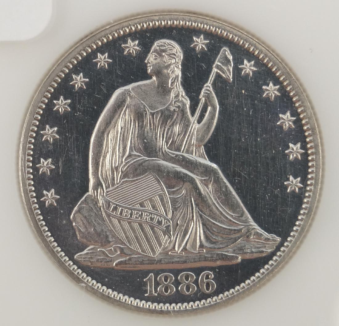 1886 SEATED LIBERTY HALF DOLLAR COIN, NO ARROWS (1 of 1)