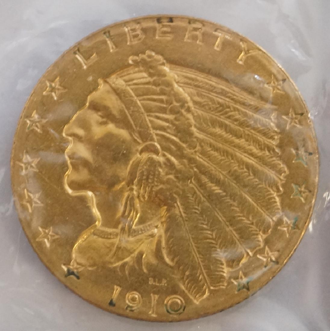 1910 INDIAN HEAD $2.50 GOLD COIN (AU-50) (1 of 1)