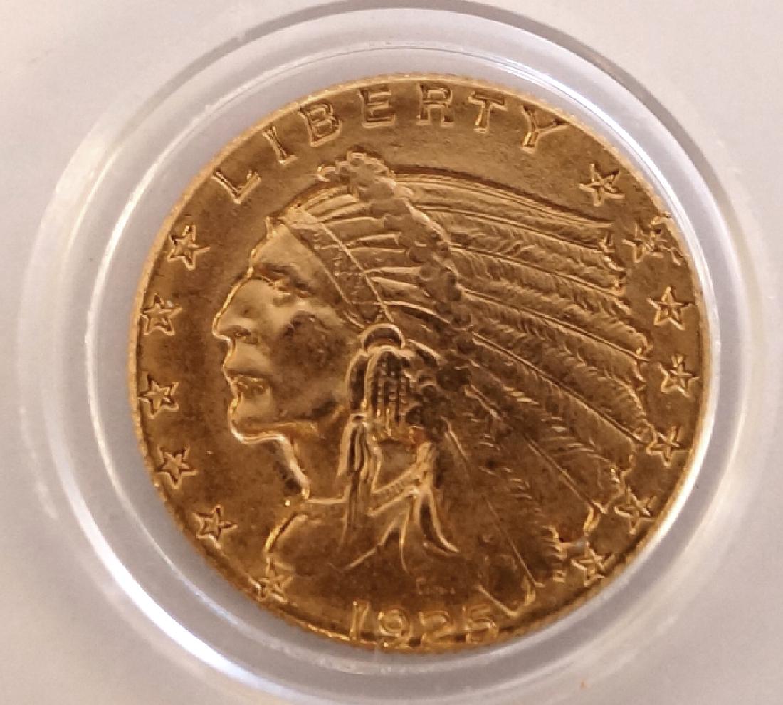 1925 INDIAN HEAD $2.50 GOLD COIN (AU) (1 of 1)