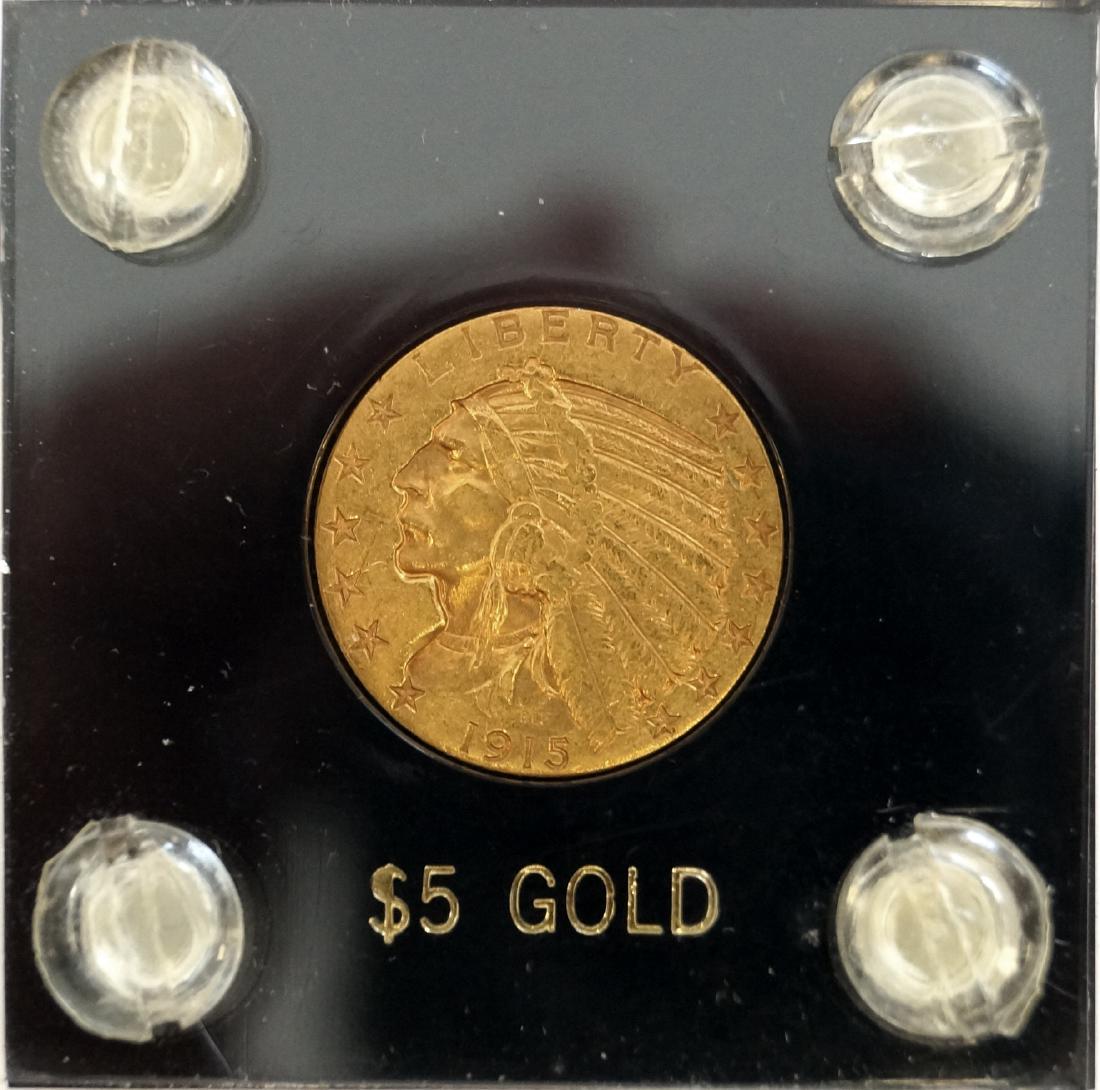 1915 INDIAN HEAD $5.00 GOLD COIN (AU) (1 of 1)