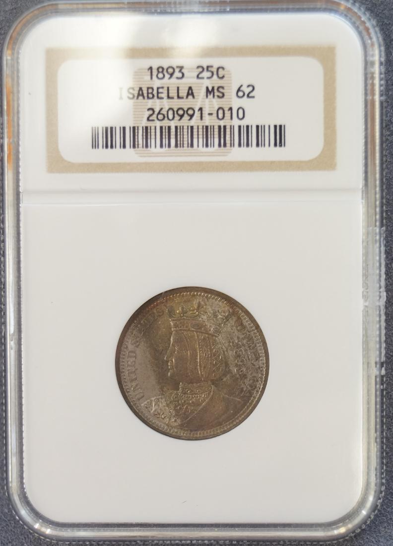 1893 ISABELLA SILVER COMMEMORATIVE QUARTER DOLLAR COIN (1 of 1)