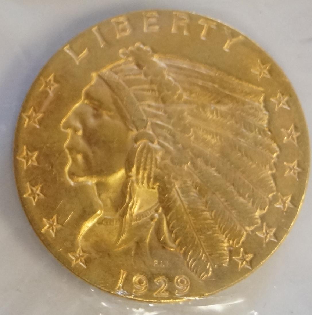 1929 INDIAN HEAD $2.50 GOLD COIN (UNC) (1 of 1)
