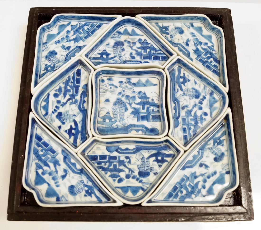 RARE CHINESE EXPORT CANTON PORCELAIN CONDIMENT SET, IN (1 of 2)