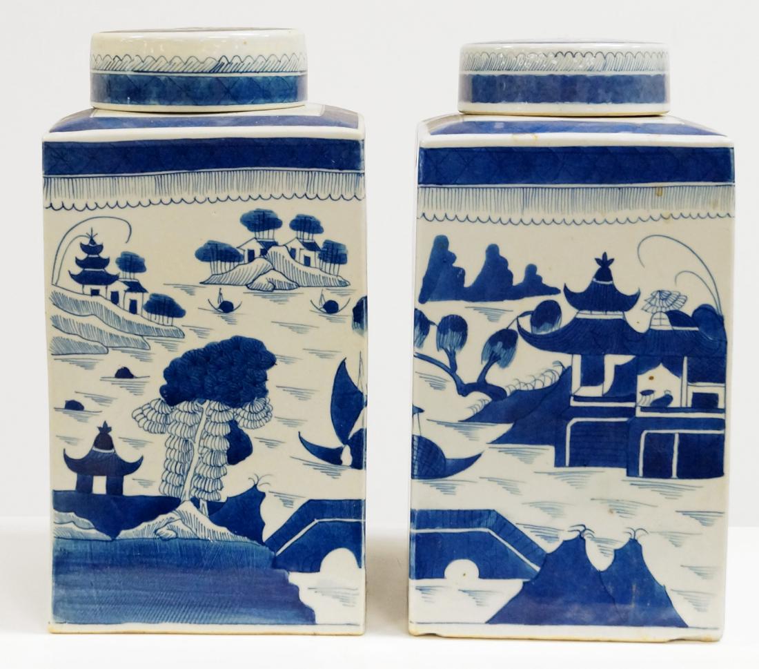 PAIR CANTON APOTHECARY STORE PORCELAIN CANISTERS, 19TH (1 of 1)