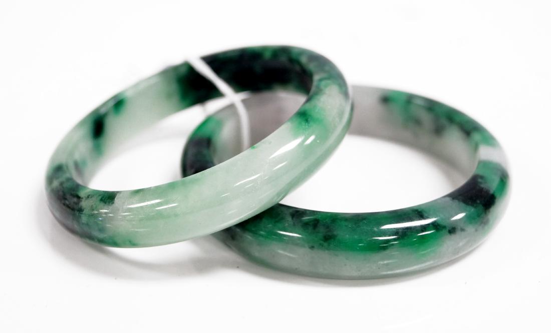 PAIR CHINESE JADE BANGLE BRACELETS. OPENING 2 1/4" (1 of 1)