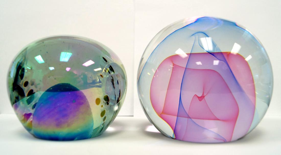 LOT (2) GLASS PAPERWEIGHTS INCLUDING ED. NESTERUK, (1 of 1)