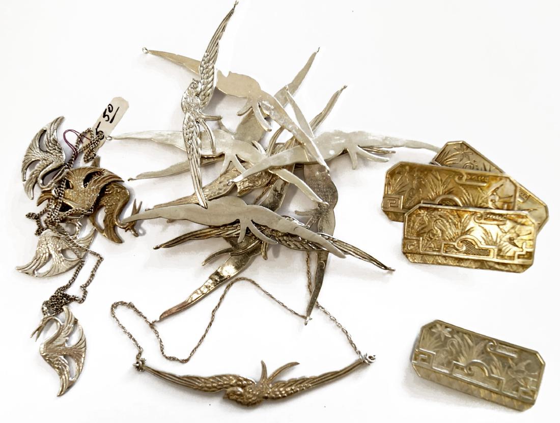 LOT ASSORTED STERLING AND SILVER BIRD PENDANTS (1 of 1)
