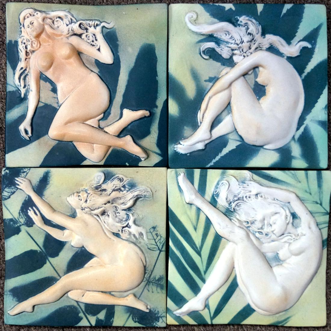 LOT (4) SURVING STUDIO'S HIGH RELIEF CERAMIC TILES, (1 of 1)