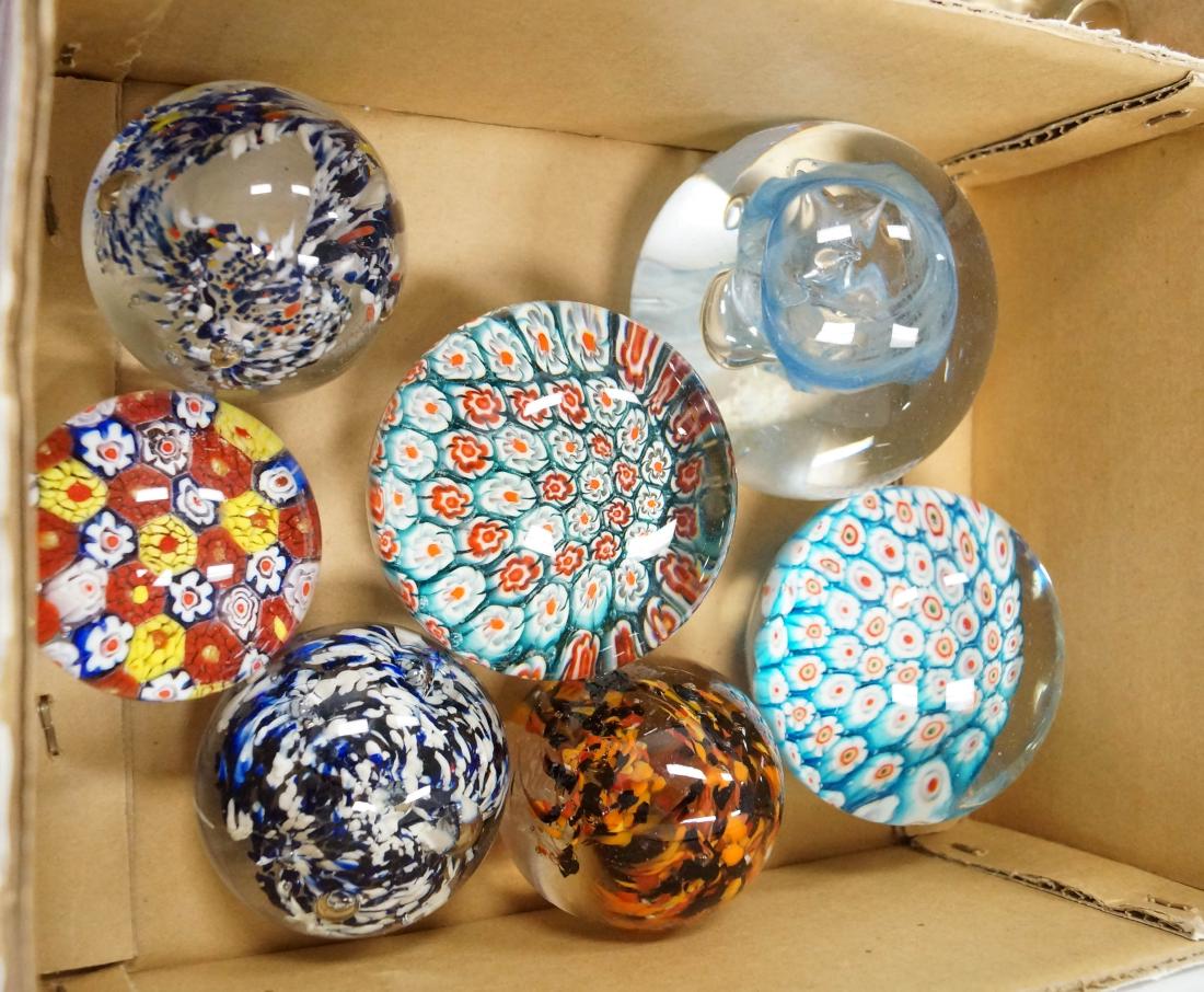 LOT (7) ASSORTED GLASS PAPERWEIGHTS. HEIGHT 2-2 3/4" (1 of 1)