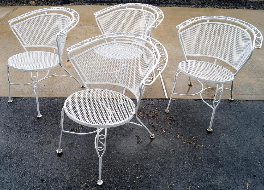 SET (4) VINTAGE WROUGHT IRON AND METAL MESH PATIO (1 of 1)