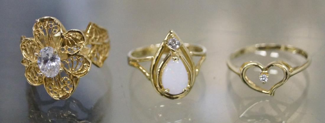 LOT (3) 14K YELLOW GOLD RINGS INCLUDING OPAL, DIAMOND (1 of 1)