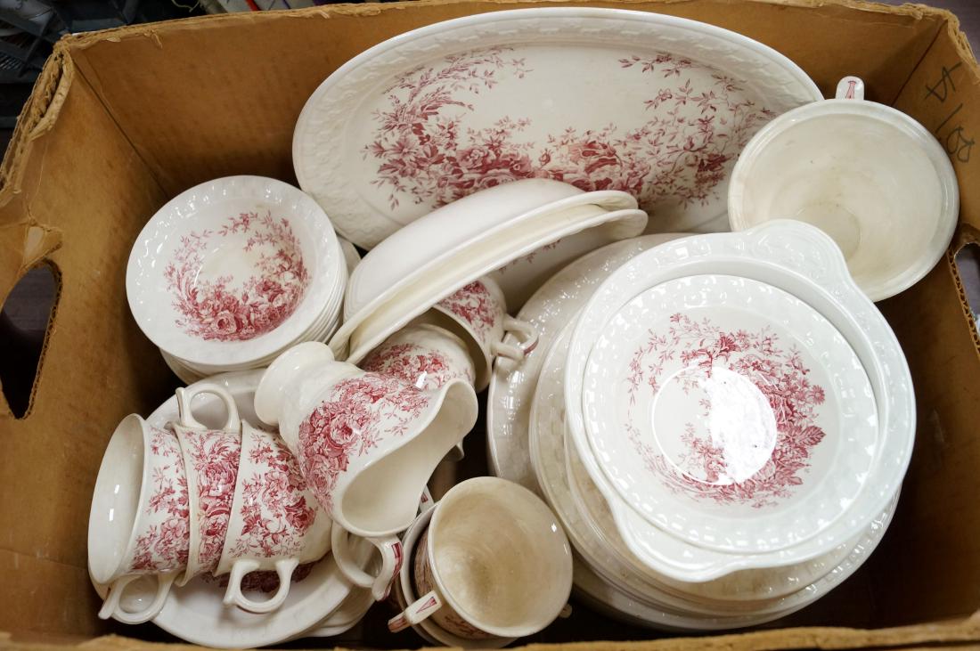 LOT (63) TAYLOR SMITH DECORATED DINNERWARE INCLUDING: LOT (63) TAYLOR SMITH DECORATED DINNERWARE INCLUDING SERVING PIECES, PATTERN #2374
