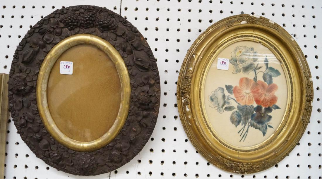 LOT (2) ANTIQUE OVAL FRAMES INCLUDING FLORAL THEOREM. (1 of 2)