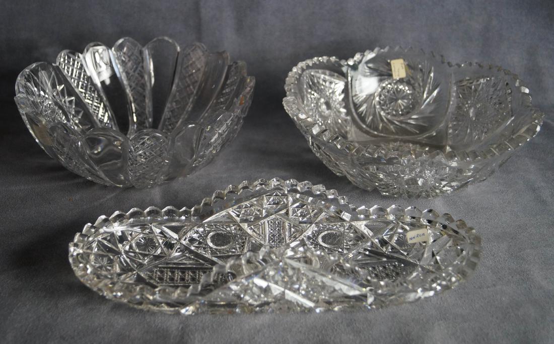 LOT (3) BRILLIANT CUT GLASS CRYSTAL BOWLS/VEGETABLE (1 of 2)