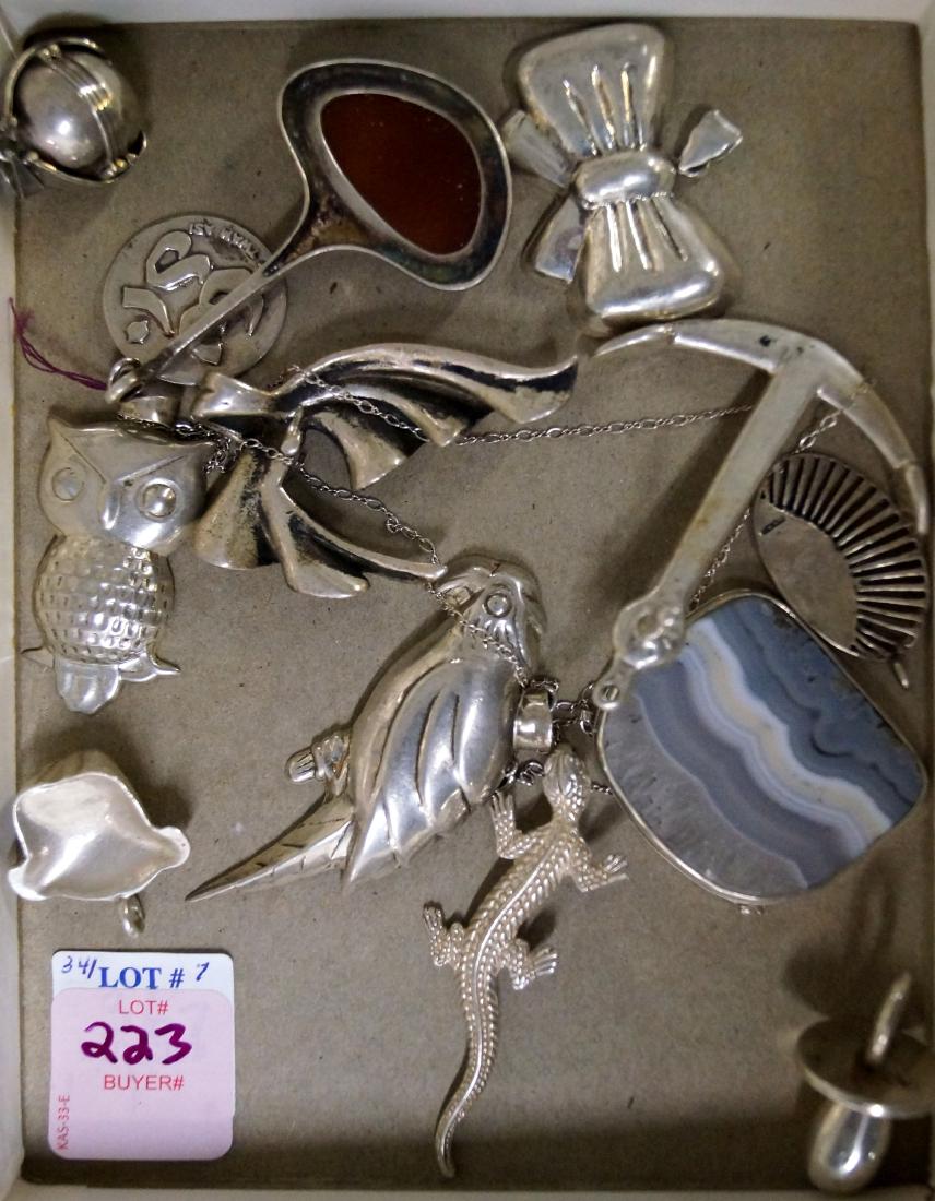 LOT (12) STERLING PENDANTS INCLUDING SARD AND AGATE. (1 of 2)