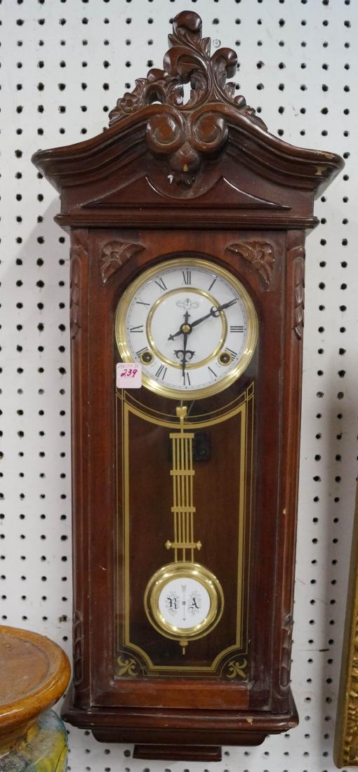 VIENNA STYLE REGULATOR MAHOGANY CASE WALL CLOCK. HEIGHT (1 of 1)