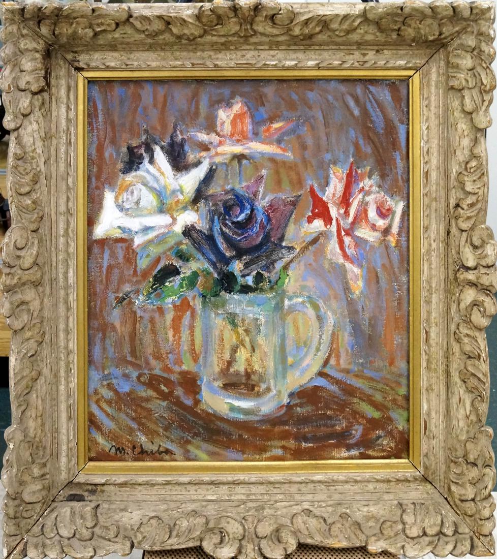 JAPANESE SCHOOL (20TH CENTURY) OIL ON CANVAS, FLOWERS (1 of 4)