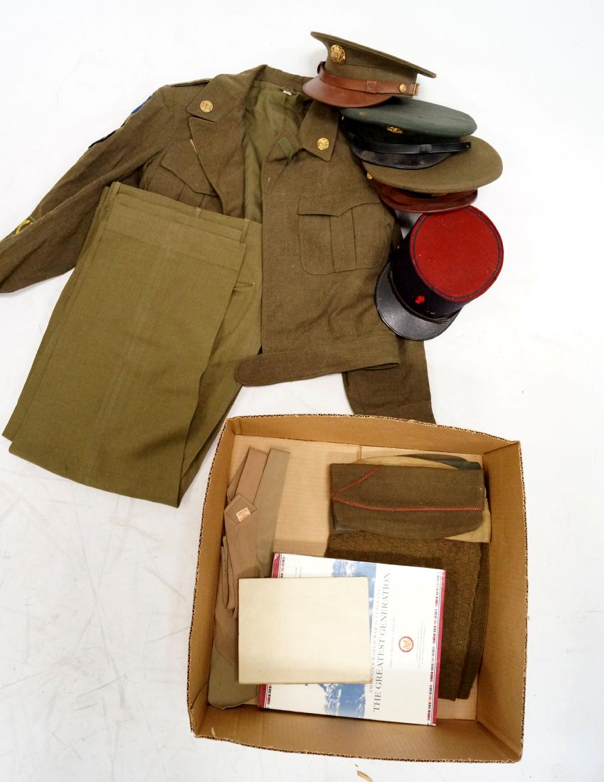 LOT ASSORTED MILITARY/ARMY UNIFORMS AND HATS AND FRENCH (1 of 1)