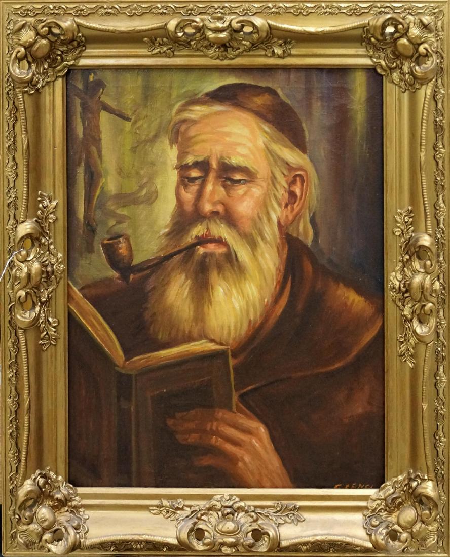 ITALIAN SCHOOL (20TH CENTURY), OIL ON CANVAS, MONK: ITALIAN SCHOOL (20TH CENTURY), OIL ON CANVAS, MONK READING, SIGNED G. CENCI. 21 X 16"; FRAMED 26 X 22"