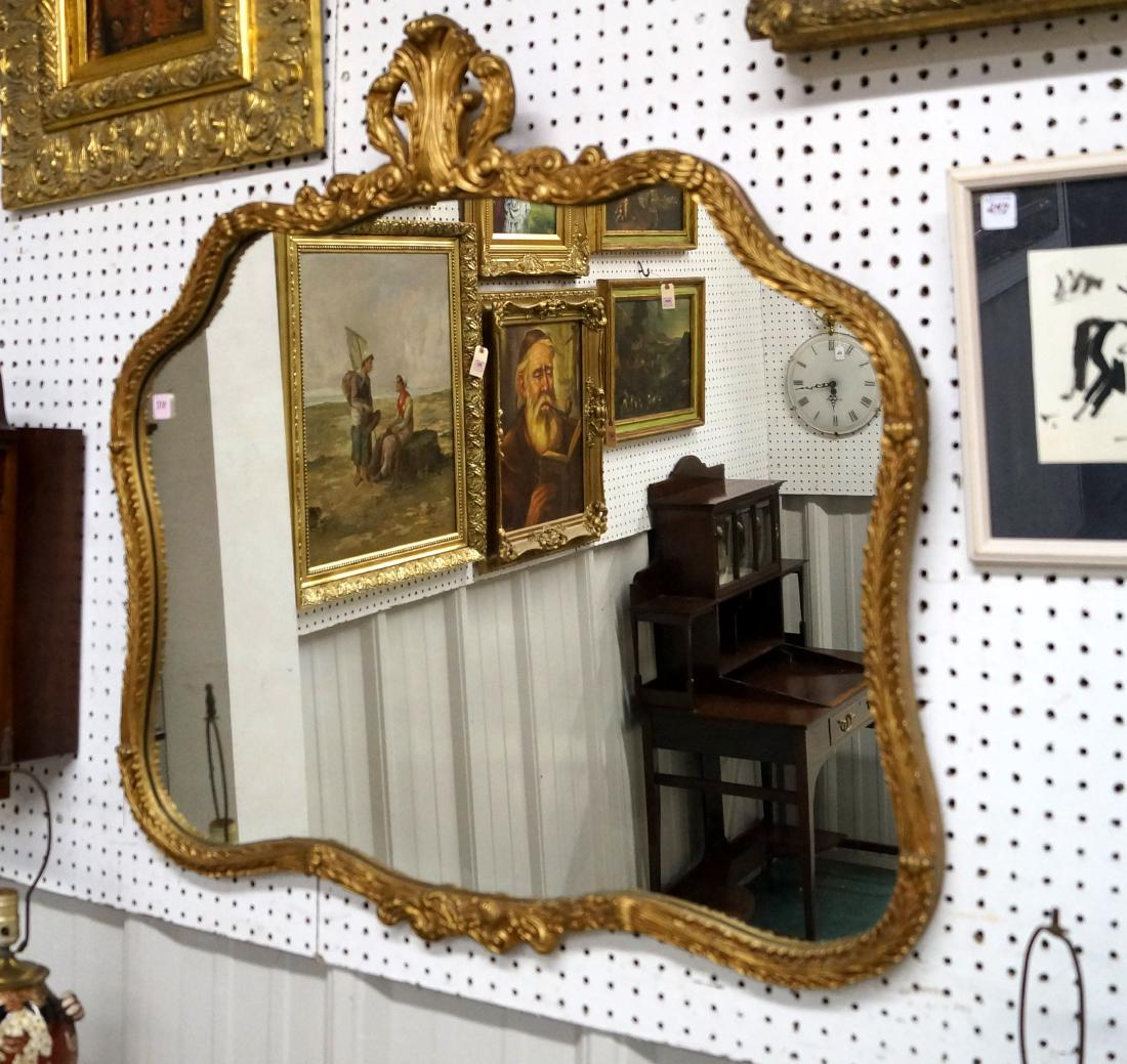 REGENCY STYLE CARVED AND GILT FRAMED MIRROR. 34 X 36" (1 of 2)