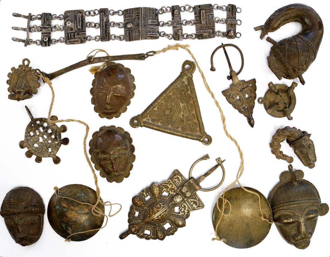 COLLECTION ASHANTI/AKAN BRONZE PENDANTS, BRACELET, (1 of 1)