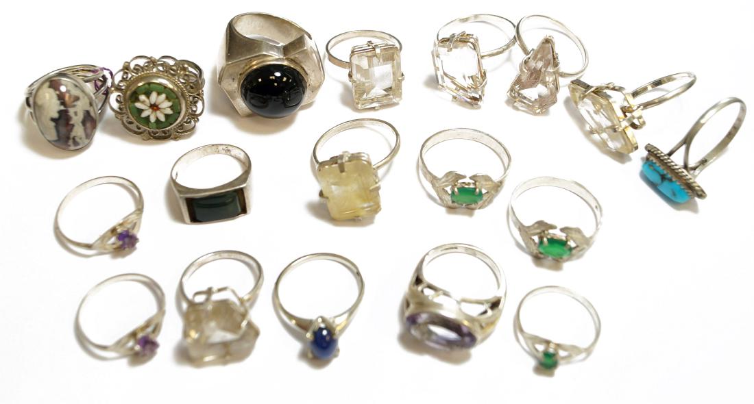 LOT (18) STERLING GEM SET FASHION RINGS INCLUDING ROCK (1 of 3)