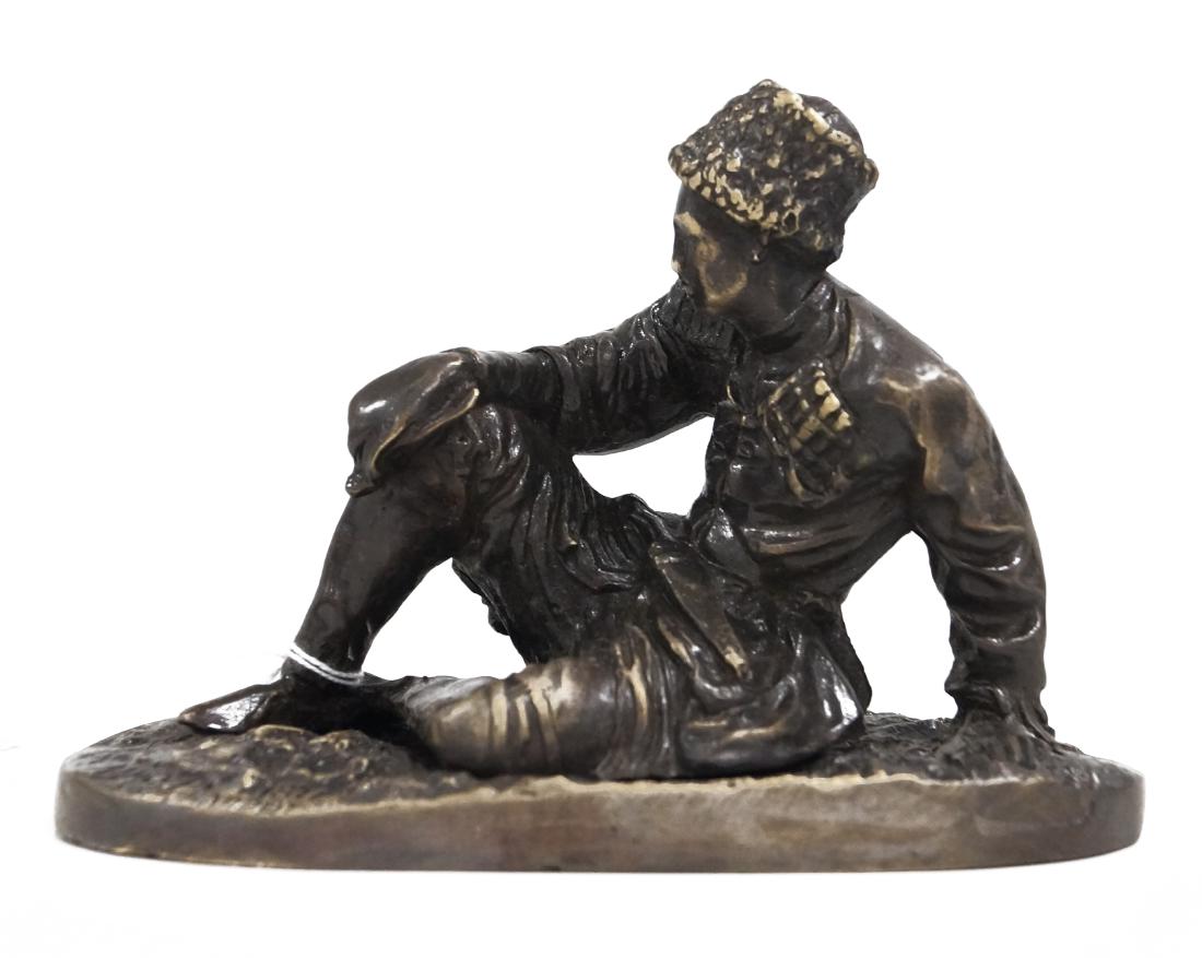 RUSSIAN BRONZE FIGURE OF A COSSACK, SIGNED LANCERAY, (1 of 1)