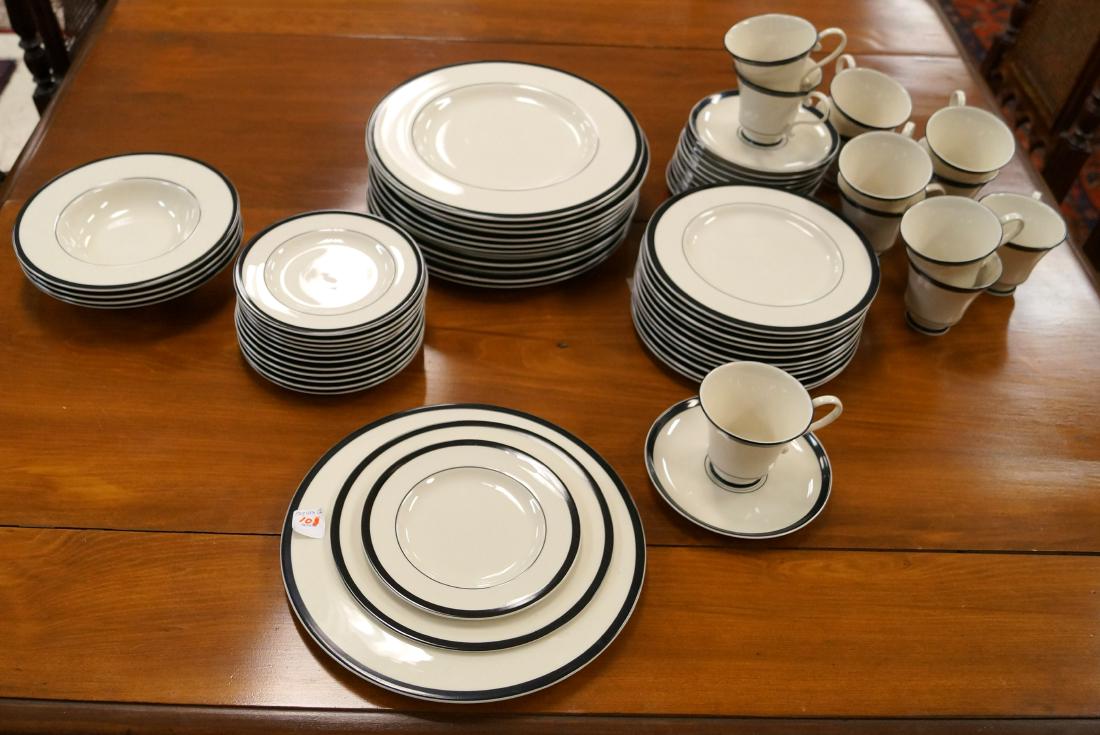 GRACE "ONYX" DECORATED PORCELAIN DINNER SERVICE (52: GRACE "ONYX" DECORATED PORCELAIN DINNER SERVICE (52 PIECES) INCLUDING (12) DINNER PLATE, 10 1/2"; (12) SALAD PLATES, 8 1/2"; (4) SOUP BOWLS, 8"; (12) CUPS/SAUCERS; (12) PLATES, 6 1/2"