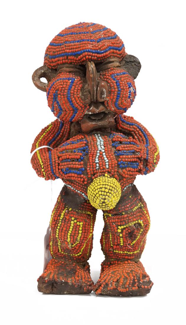 BAMILEKE, CAMEROON, BEADED FERTILITY FIGURE. HEIGHT 8" (1 of 1)