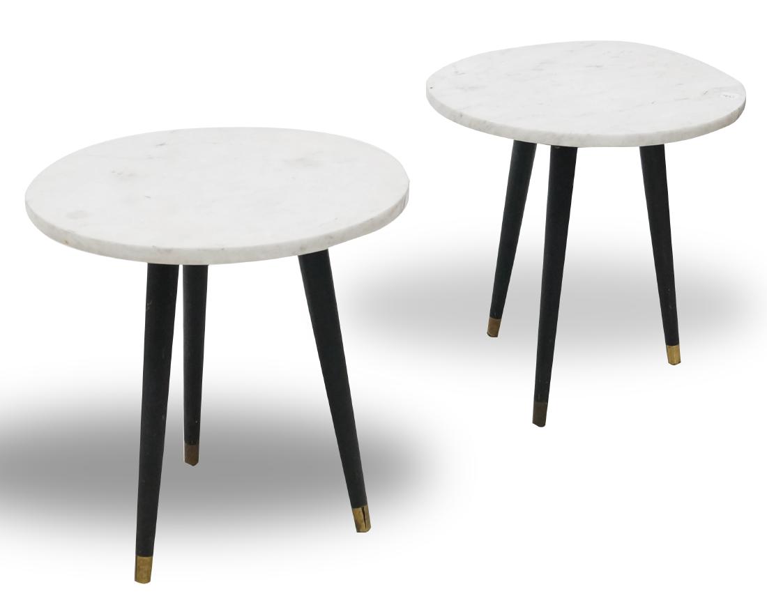 PAIR MID-CENTURY ITALIAN MODERN MARBLE-TOP STANDS WITH (1 of 2)