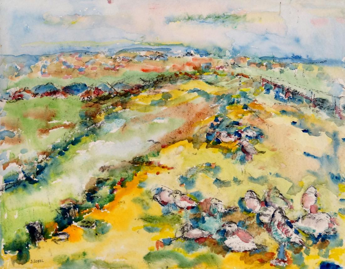 JEHUDITH SOBEL (POLAND 1924-2012), WATERCOLOR ON PAPER, (1 of 2)