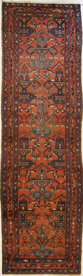 ANTIQUE HAMADAN RUNNER. 3'7" X 13' (1 of 2)