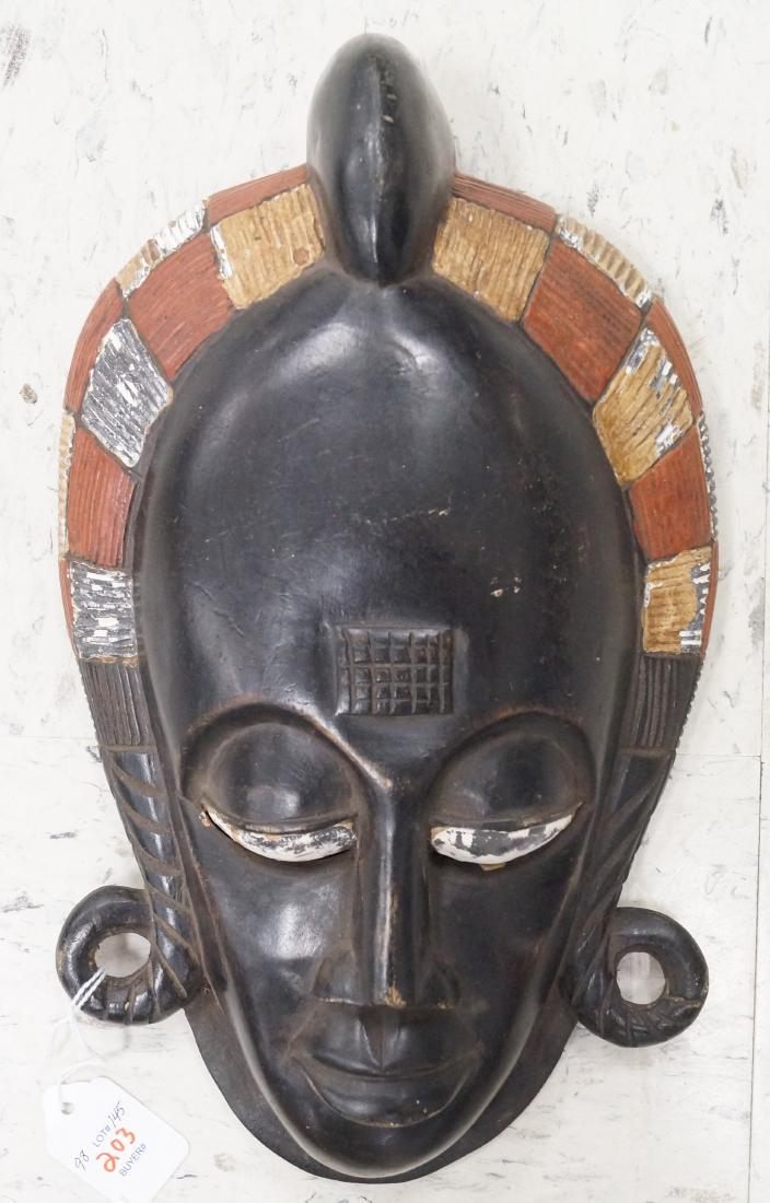 BAULE, IVORY COAST, CARVED AND PAINTED MASK OF A KING.: BAULE, IVORY COAST, CARVED AND PAINTED MASK OF A KING. HEIGHT 12 1/2"