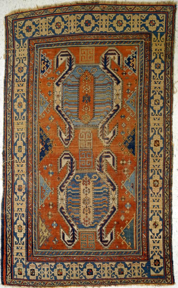 ANTIQUE KAZAK RUG. 4'3" X 7' (1 of 2)