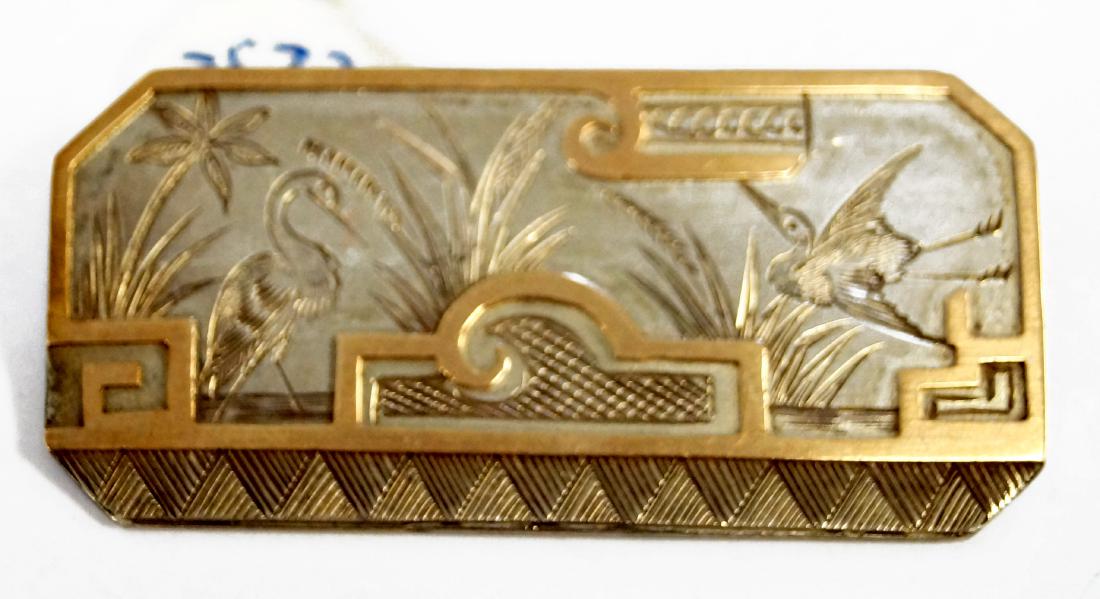 VICTORIAN SILVER BROOCH WITH YELLOW GOLD OVERLAY. 3/4 X (1 of 1)