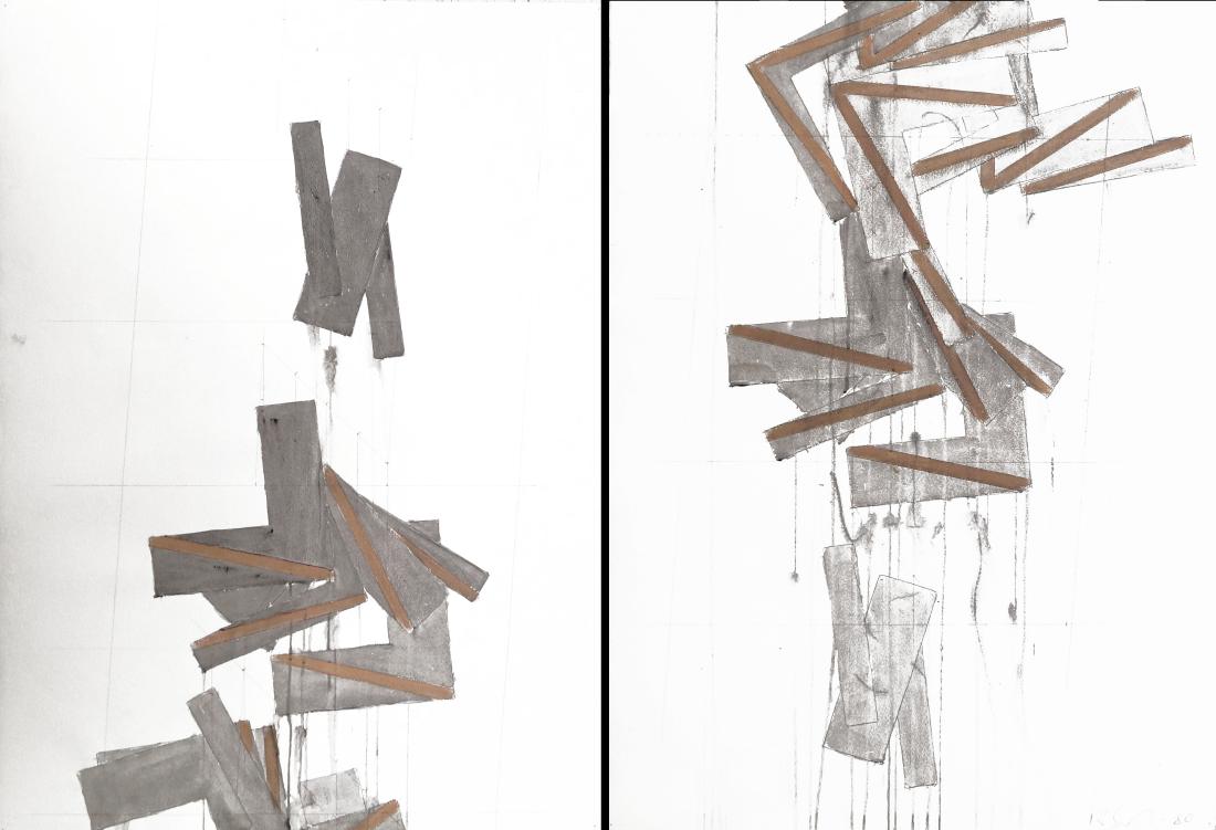 RICHARD SMITH (BRITISH 1931-2016), (2) SHEET GRAPHITE, (1 of 2)