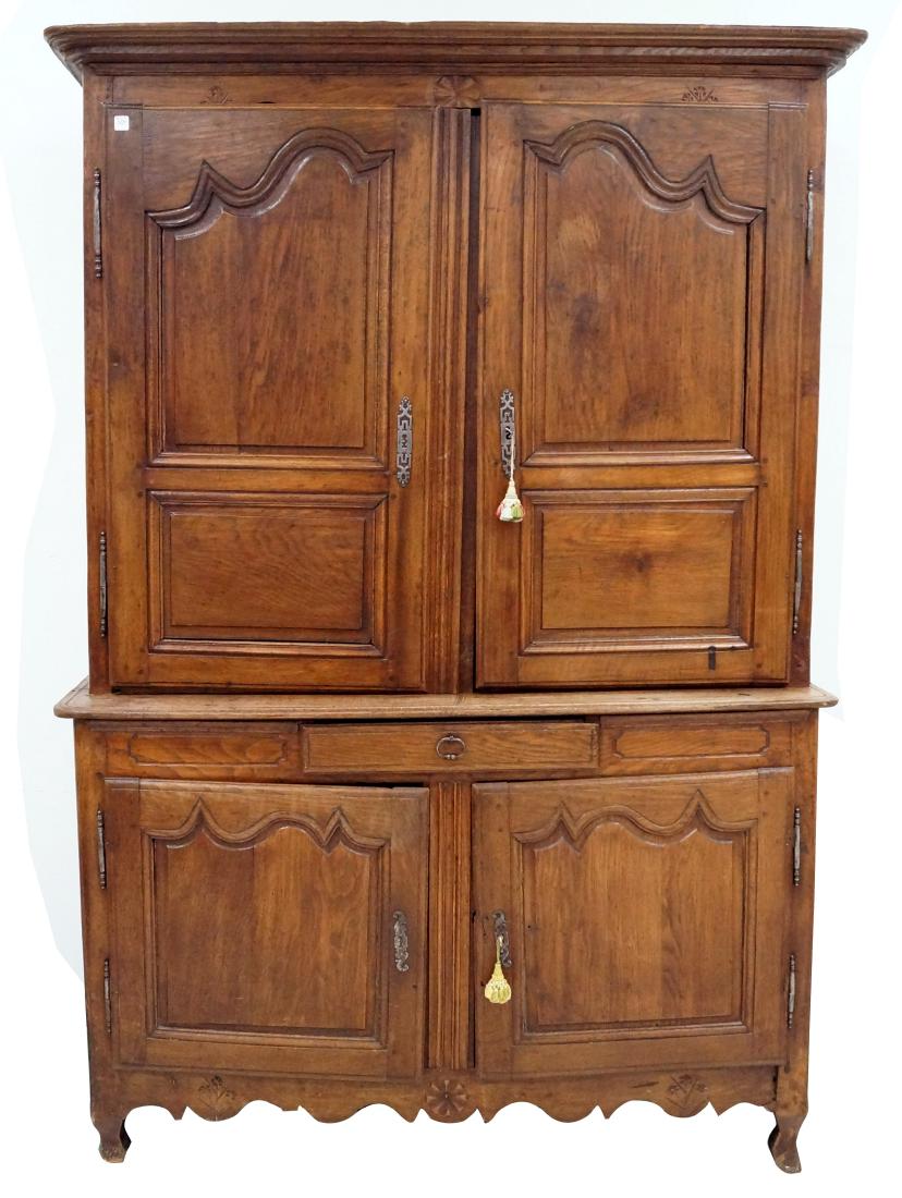 FRENCH PROVINCIAL CARVED OAK CUPBOARD, 18TH CENTURY. (1 of 1)