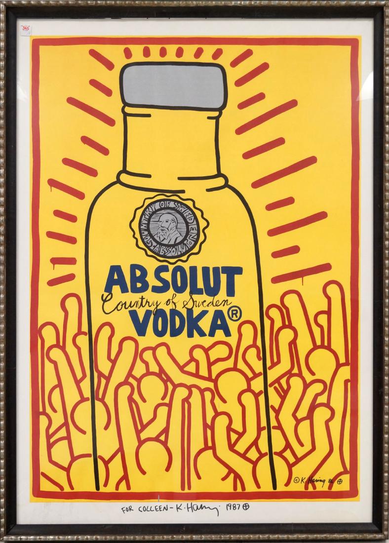 KEITH HARING (AMERICAN 1958-1990) LITHOGRAPH, ABSOLUT (1 of 2)
