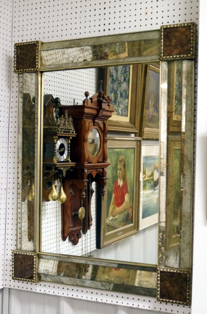 VENETIAN SILVER GILT FRAMED MIRROR. HEIGHT 45"; WIDTH (1 of 2)