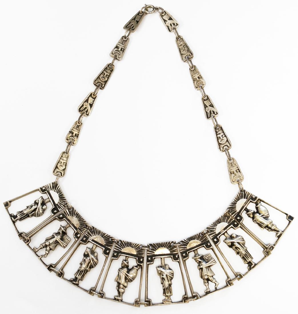 PERUVIAN/MAYAN SILVER CHOKER NECKLACE. LENGTH 15 1/2";: PERUVIAN/MAYAN SILVER CHOKER NECKLACE. LENGTH 15 1/2"; 1.89 OZT