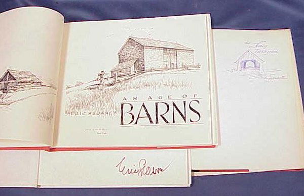 LOT (3) ERIC SLOANE VOLUMES: LOT (3) ERIC SLOANE INCLUDING RECOLLECTIONS IN BLACK AND WHITE, 1974. SIGNED (DJ); ABC BOOK OF EARLY AMERICANA 1963, SIGN/INSCRIBED (DJ); AN AGE OF BARNS 1967 (DJ).
