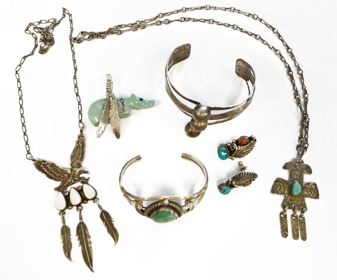 LOT SOUTHWEST AMERICAN INDIAN SILVER JEWELRY INCLUDING (1 of 1)