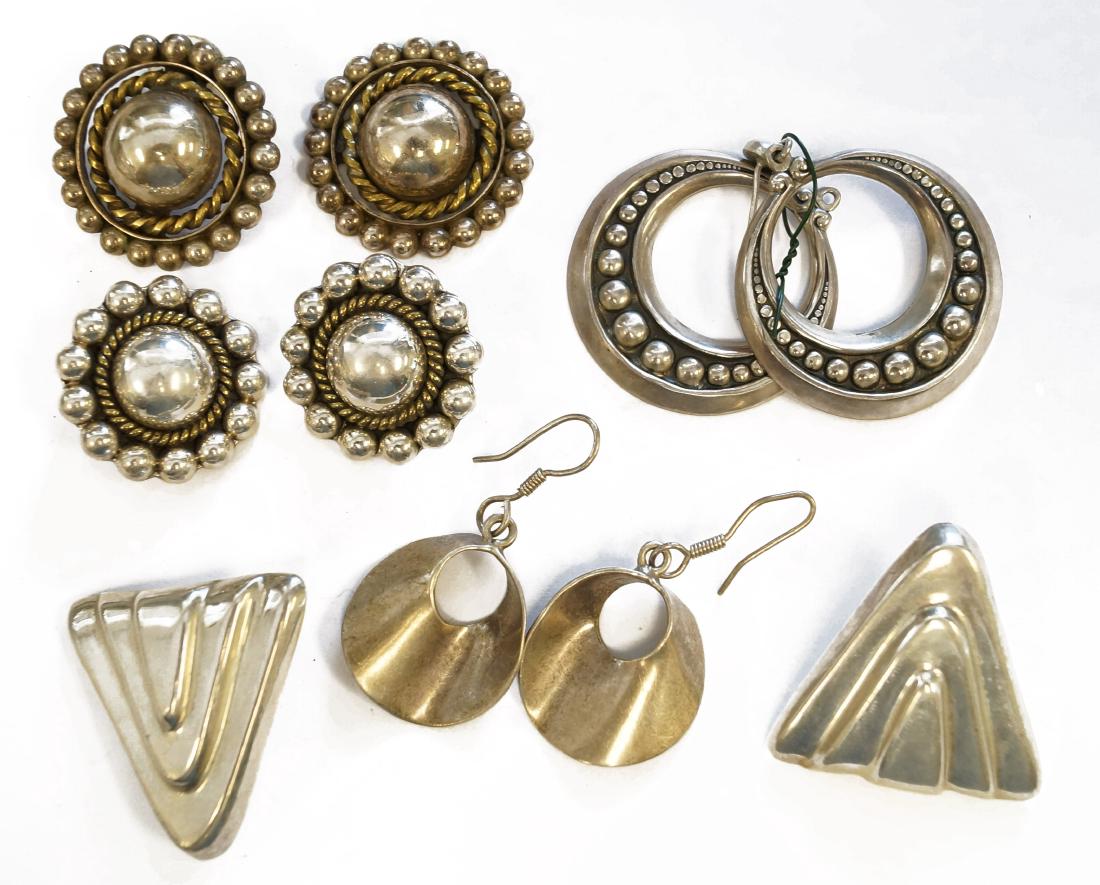 LOT (5) PAIR MEXICAN 925 STERLING PIERCED AND CLIP (1 of 1)