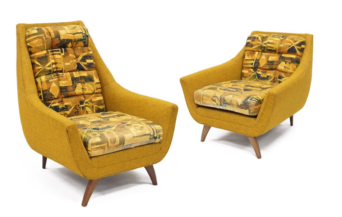 PAIR ADRIAN PEARSALL AHR CHAIRS, HIS/HERS. HEIGHT 40";: PAIR ADRIAN PEARSALL AHR CHAIRS, HIS/HERS. HEIGHT 40"; WIDTH 32"